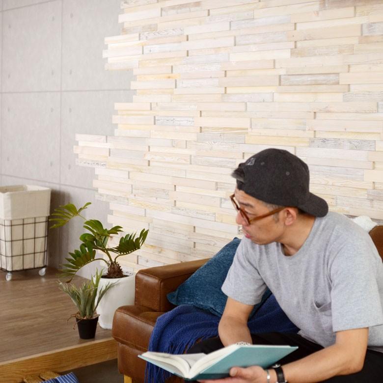ウッドウォールパネル 壁用 天然木 ジョイント式 ホワイトウォッシュ アンティーグレー 壁面DIY 内装 木材 壁面パネル ウッドパネル パネルタイル 83210 | ELEMENTS（インテリア） | 06