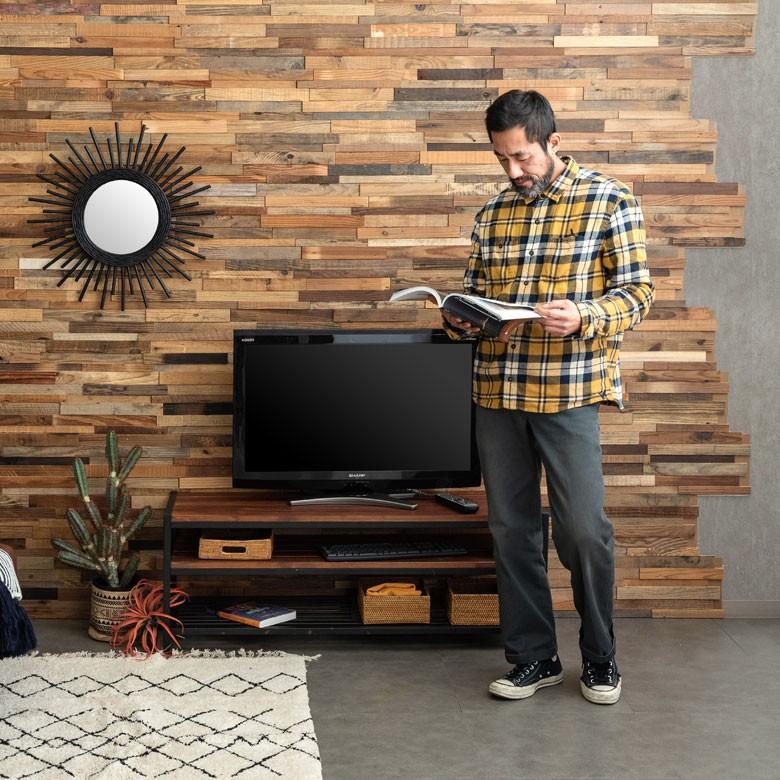 古材ウッドタイル 壁用 はめ込み式 ヴィンテージ風 3D 凸凹 簡単 ブラウン ウッドウォールパネル 壁面DIY 内装 木材 ウッドパネル パネルタイル 83211 | ELEMENTS（インテリア） | 02