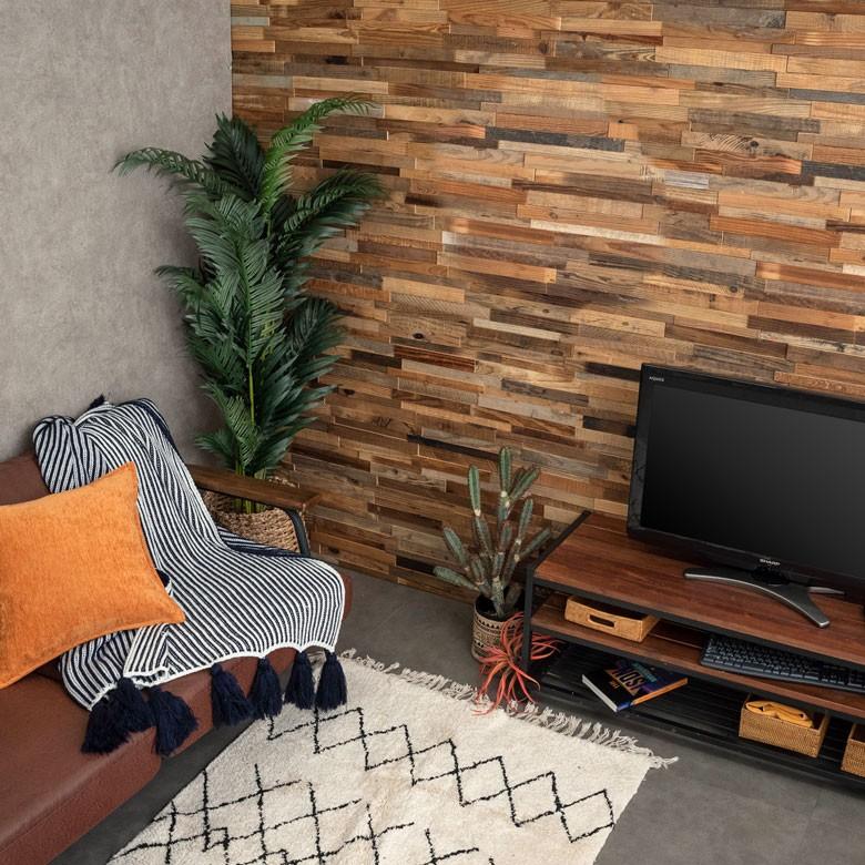 古材ウッドタイル 壁用 はめ込み式 ヴィンテージ風 3D 凸凹 簡単 ブラウン ウッドウォールパネル 壁面DIY 内装 木材 ウッドパネル パネルタイル 83211 | ELEMENTS（インテリア） | 04