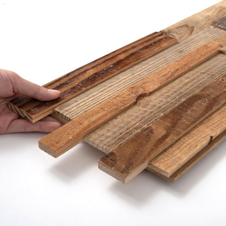 古材ウッドタイル 壁用 はめ込み式 ヴィンテージ風 3D 凸凹 簡単 ブラウン ウッドウォールパネル 壁面DIY 内装 木材 ウッドパネル パネルタイル 83211 | ELEMENTS（インテリア） | 05