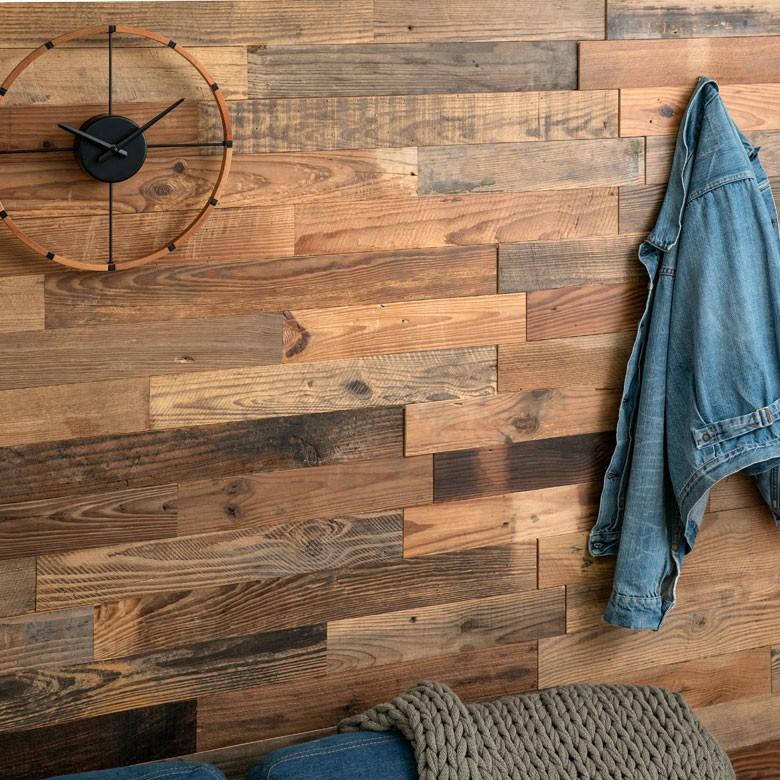 古材ウッドタイル ナロータイプ 壁用 はめ込み式 ヴィンテージ風 簡単 ブラウン ウッドウォールパネル 壁面DIY 内装 木材 ウッドパネル パネルタイル 83212 | ELEMENTS（インテリア） | 07