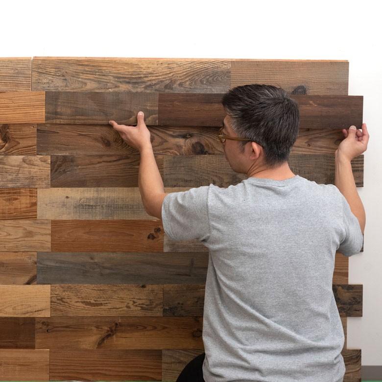 古材ウッドタイル ワイドタイプ 壁用 はめ込み式 ヴィンテージ風 簡単 ブラウン ウッドウォールパネル 壁面DIY 内装 木材 ウッドパネル パネルタイル 83213 | ELEMENTS（インテリア） | 12