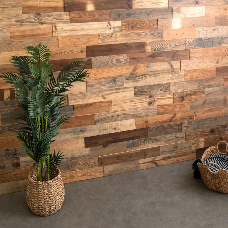 古材ウッドタイル ワイドタイプ 壁用 はめ込み式 ヴィンテージ風 簡単 ブラウン ウッドウォールパネル 壁面DIY 内装 木材 ウッドパネル パネルタイル 83213 | ELEMENTS（インテリア） | 16