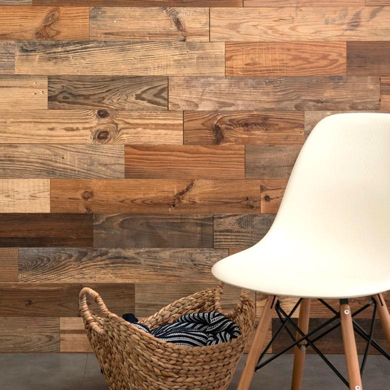 古材ウッドタイル ワイドタイプ 壁用 はめ込み式 ヴィンテージ風 簡単 ブラウン ウッドウォールパネル 壁面DIY 内装 木材 ウッドパネル パネルタイル 83213 | ELEMENTS（インテリア） | 04