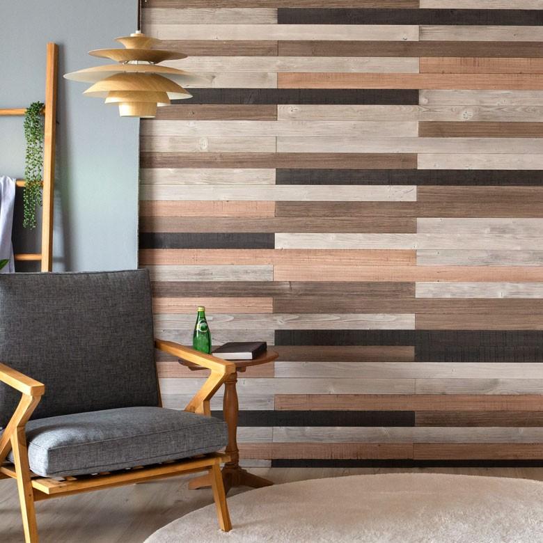 ウッドタイル 壁用 粘着式 スリムタイプ 天然木 シール付き簡単 ウッドウォールパネル 壁面DIY 内装 木材 壁面パネル ウッドパネル パネルタイル 腰壁 83221 | ELEMENTS（インテリア） | 30