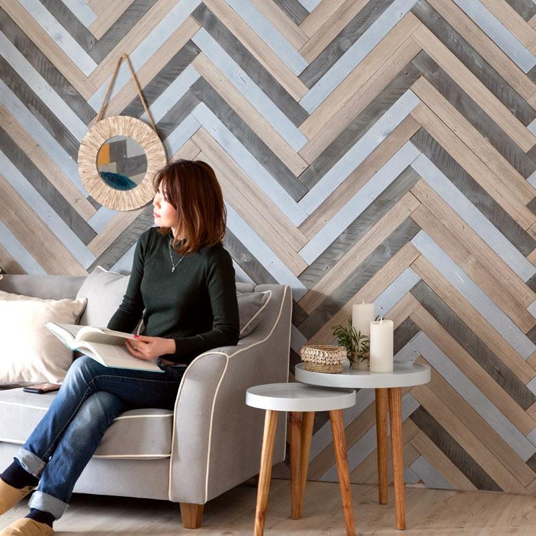 ウッドタイル 壁用 粘着式 スリムタイプ 天然木 シール付き簡単 ウッドウォールパネル 壁面DIY 内装 木材 壁面パネル ウッドパネル パネルタイル 腰壁 83221 | ELEMENTS（インテリア） | 31