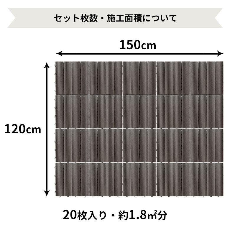 ウッド パネル タイル デッキ 人工木 diy チャコールグレー 軽量 木目柄 20枚セット ジョイント 庭 ベランダ テラス バルコニー ガーデン 83300 | ブランド登録なし | 15