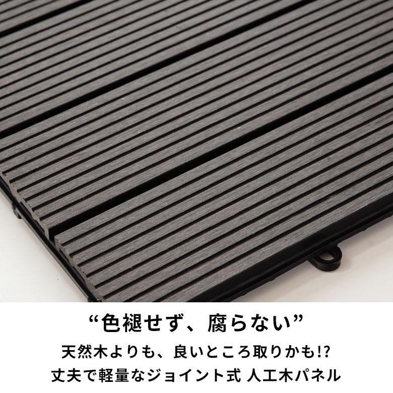 ウッド パネル タイル デッキ 人工木 diy チャコールグレー 軽量 木目柄 20枚セット ジョイント 庭 ベランダ テラス バルコニー ガーデン 83300 | ブランド登録なし | 02