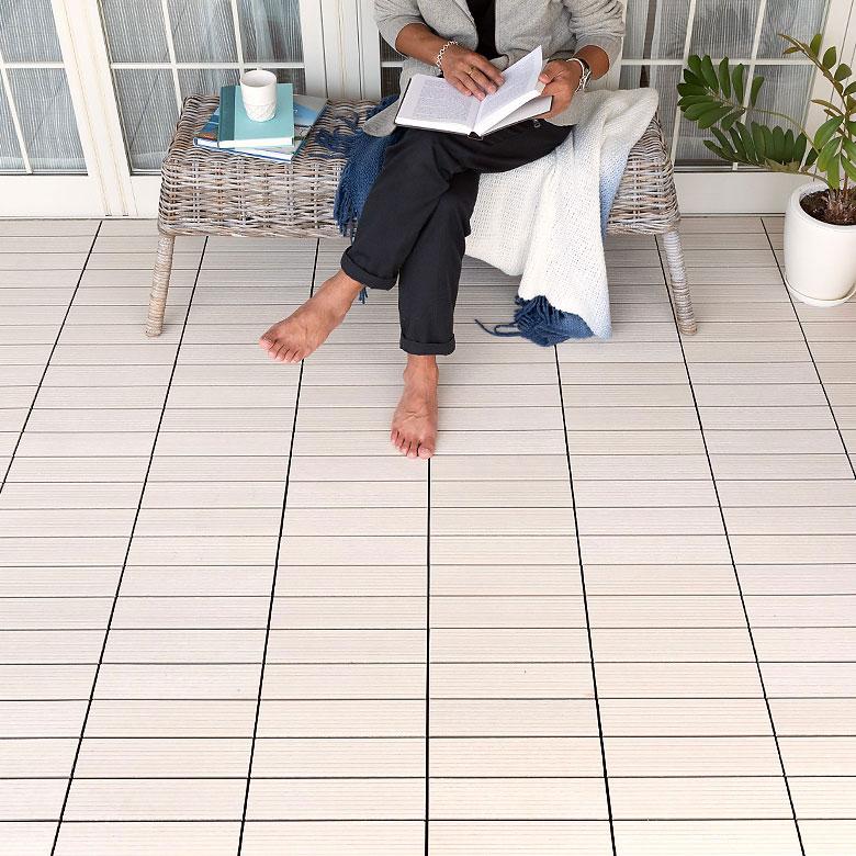 ウッド タイル パネル デッキ 人工木 diy アイボリー 軽量 木目柄 20枚セット ジョイント 庭 ベランダ テラス バルコニー ガーデン 83301 | ブランド登録なし | 06