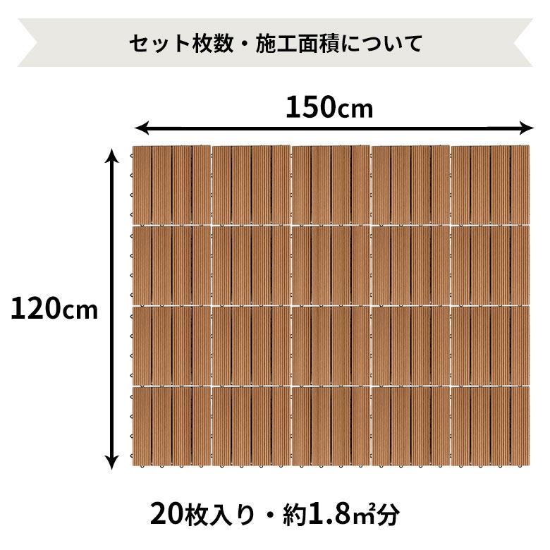 ウッド タイル パネル デッキ 人工木 diy ブラウン 軽量 木目柄 20枚セット ジョイント 庭 ベランダ テラス バルコニー ガーデン 83302 | ブランド登録なし | 15