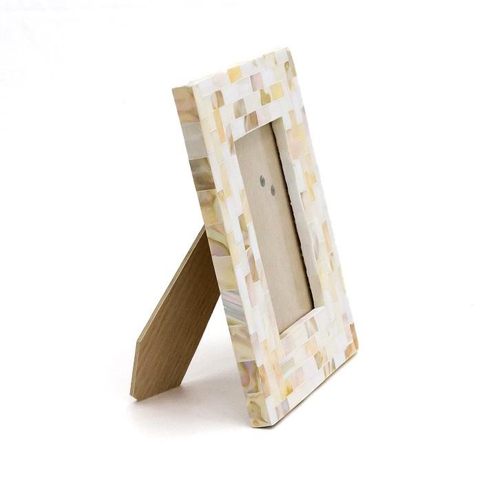 フォトフレーム 写真立て モザイクシェル 貝殻 パールシェル アジアン バリ雑貨 卓上 おしゃれ アジア工房 8381 | ブランド登録なし | 02