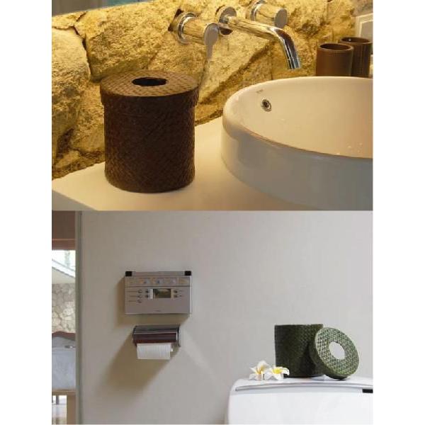 ティッシュケース パンダンで編まれた丸いトイレットティッシュケースカバー ブラウン アジア工房 8404 | ブランド登録なし | 02