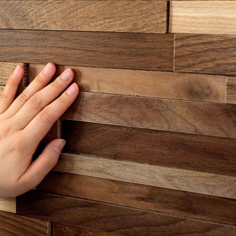 ウォールパネル 天然木 サーモオーク ウッドタイル 壁用 ジョイント式 ウッド 木製 ウッドウォールパネル 壁面DIY 内装 木材 パネルタイル 84090 | ELEMENTS（インテリア） | 01