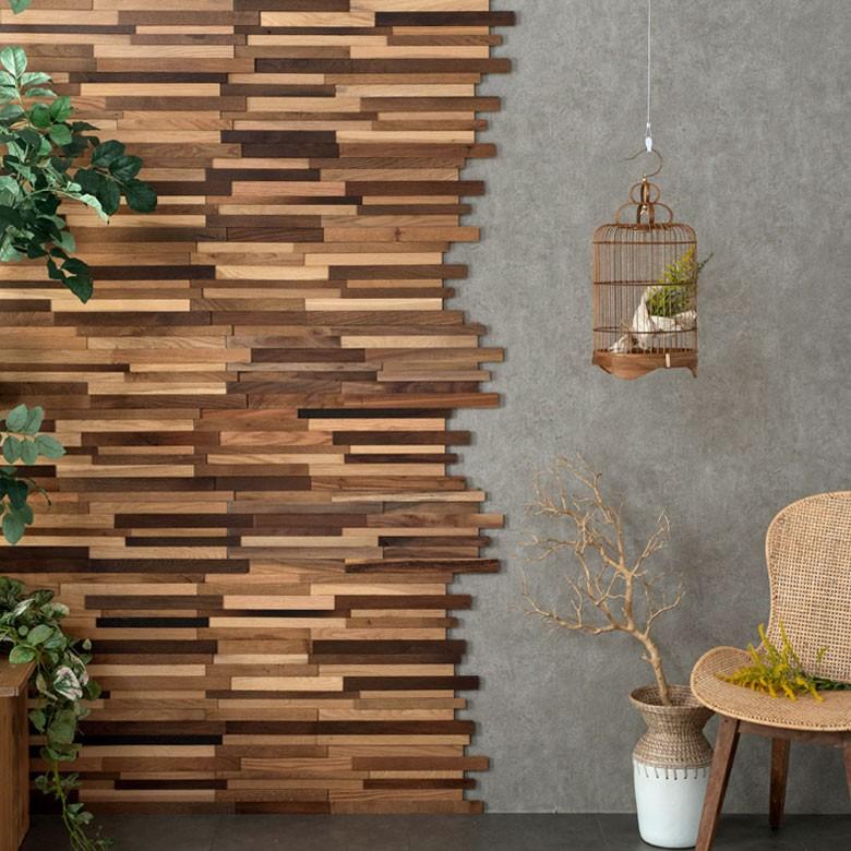 ウォールパネル 天然木 サーモオーク ウッドタイル 壁用 ジョイント式 ウッド 木製 ウッドウォールパネル 壁面DIY 内装 木材 パネルタイル 84090 | ELEMENTS（インテリア） | 02