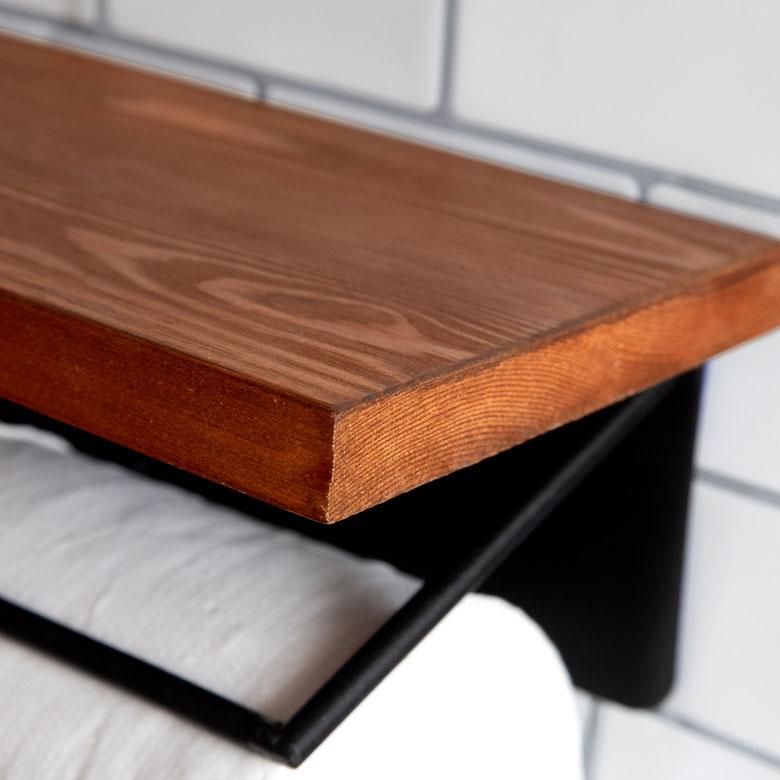 トイレットペーパーホルダー 2連 天板付き 棚付き アイアンハンガー トイレ小物 おしゃれ ペーパーホルダー 天然木 木製 84093 | ELEMENTS（インテリア） | 06