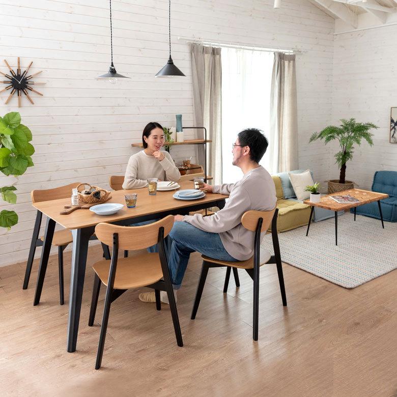 ダイニングテーブル リビングテーブル 4人掛け 135cm幅 W135×D80×H75 木製 オーク ナチュラル 天然木 ウッド 北欧 8409 | ELEMENTS（インテリア） | 06