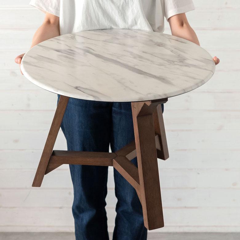 ローテーブル マーブル テーブル 天然木 センターテーブル 大理石柄 