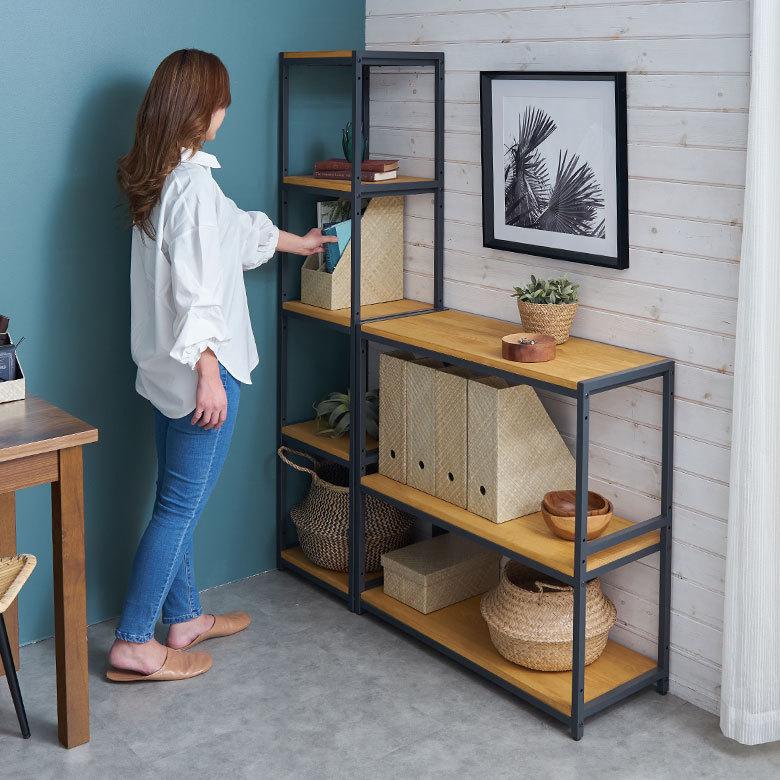 ELEMENTS オープン ラック 幅84cm 3段 無垢 木製 ウッド Hus ヒュース