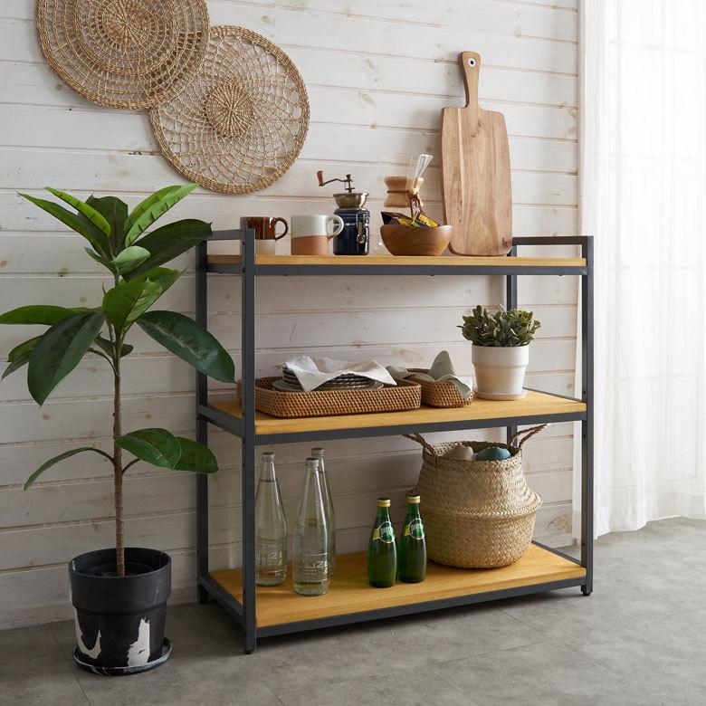 オープン ラック 幅84cm 3段 無垢 木製 ウッド Hus ヒュース 収納 棚 シェルフ アイアン 本 スチール パイン材 天然木 家具 おしゃれ 北欧 西海岸 84104 | ELEMENTS（インテリア） | 14