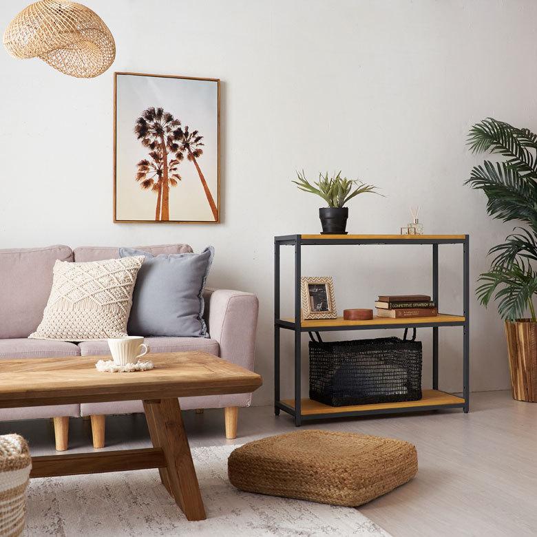 オープン ラック 幅84cm 3段 無垢 木製 ウッド Hus ヒュース 収納 棚 シェルフ アイアン 本 スチール パイン材 天然木 家具 おしゃれ 北欧 西海岸 84104 | ELEMENTS（インテリア） | 07