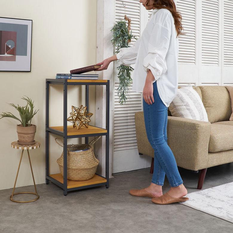 オープン ラック スリム 幅38cm 3段 無垢 木製 ウッド Hus ヒュース 収納 棚 本 サイド ラック テーブル パイン材 天然木 家具 おしゃれ 北欧 西海岸 84107 | ELEMENTS（インテリア） | 10