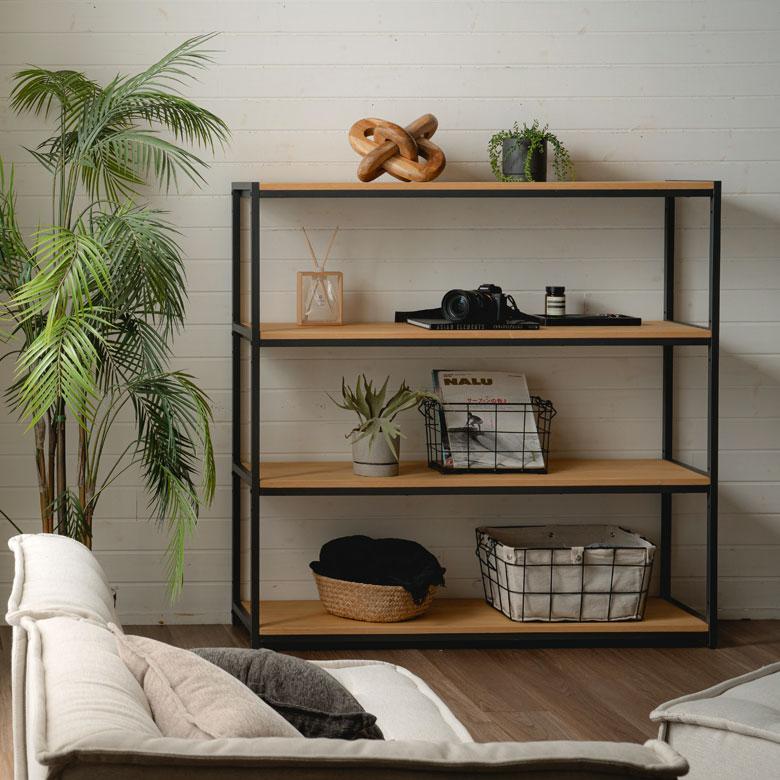 棚 ラック 4段 収納 木製 スチール オープンラック シェルフ 収納棚 おしゃれ 大容量 大型 推し活 オフィス 幅120 奥行33 高さ120 HUS ヒュース 西海岸 84115 | ELEMENTS（インテリア） | 06
