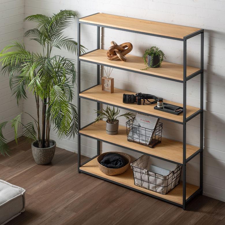 棚 ラック 5段 収納 木製 スチール オープンラック シェルフ 収納棚 おしゃれ 大容量 大型 推し活 オフィス 幅120 奥行33 高さ150 HUS ヒュース 西海岸 84116 | ELEMENTS（インテリア） | 14