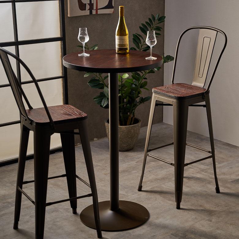 バー テーブル 単品 直径 60cm 高さ 105cm ダイニング カフェ カウンター コーヒー ハイ おしゃれ 北欧 インダストリアル 家具 インテリア 西海岸 84286 | ELEMENTS（インテリア） | 09