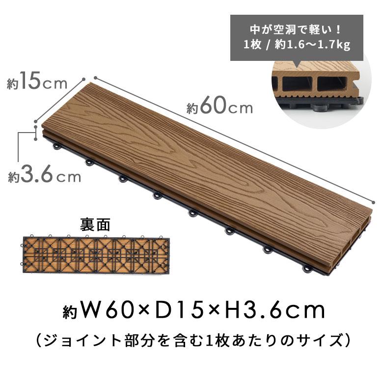 ウッド デッキ タイル 人工木 樹脂 ロング ワイド 12枚セット パネル ウッド ジョイント 床 フロア ベランダ ガーデン 庭 DIY おしゃれ 北欧 西海岸風 8429 | ブランド登録なし | 19