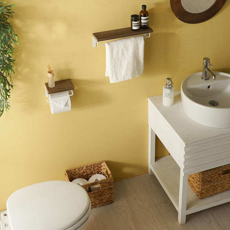 トイレット ペーパー ホルダー シングル  1連 棚付 天然木 アイアン 収納 DIY ヴィンテージ ナチュラル おしゃれ 北欧 リゾート 雑貨 インテリア 西海岸 84302 | ELEMENTS（インテリア） | 16