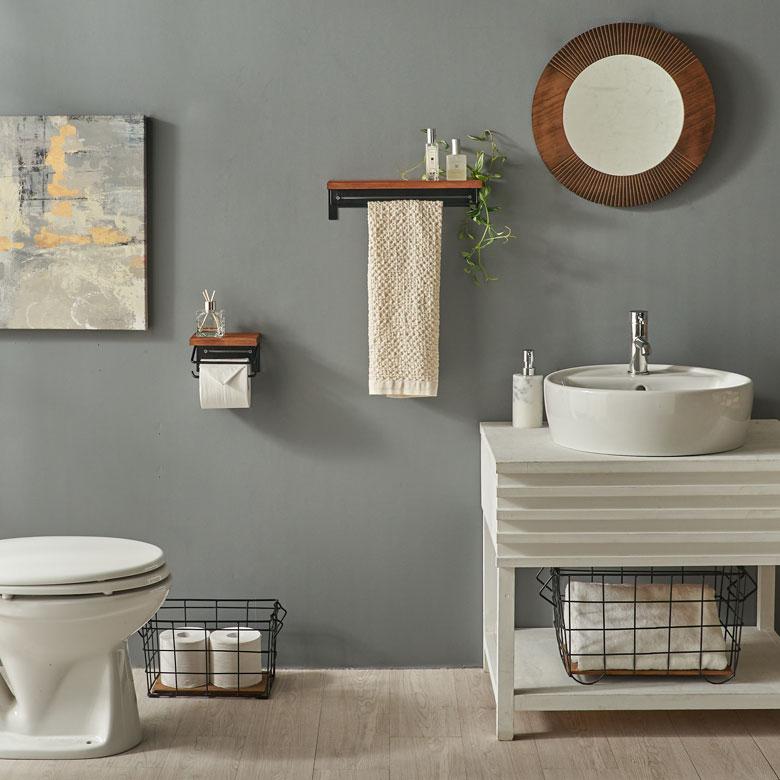 タオル ハンガー ラック ワイド 掛け 天然木 アイアン 棚付 フェイス DIY ヴィンテージ ナチュラル おしゃれ 北欧 リゾート 雑貨 インテリア 西海岸 84303 | ELEMENTS（インテリア） | 14