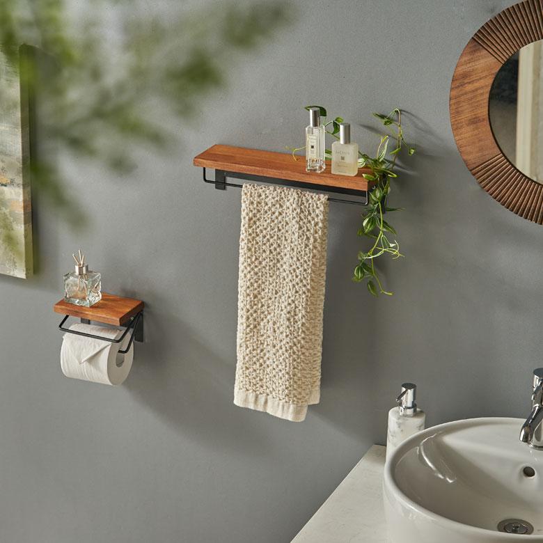 タオル ハンガー ラック ワイド 掛け 天然木 アイアン 棚付 フェイス DIY ヴィンテージ ナチュラル おしゃれ 北欧 リゾート 雑貨 インテリア 西海岸 84303 | ELEMENTS（インテリア） | 15