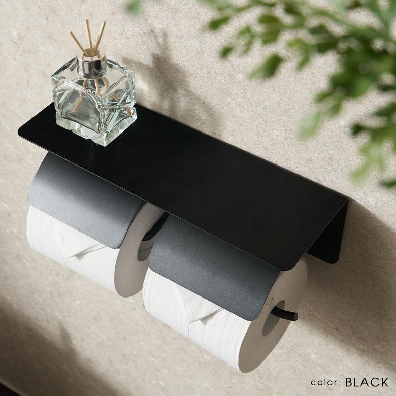 トイレット ペーパー ホルダー ダブル  2連 棚付 スチール 収納 DIY シンプル フタ カバー 付き おしゃれ 北欧 リゾート 雑貨 インテリア 西海岸 84304 | ELEMENTS（インテリア） | 17