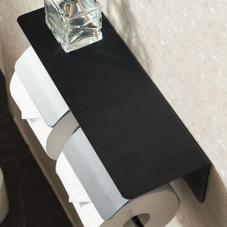 トイレット ペーパー ホルダー ダブル  2連 棚付 スチール 収納 DIY シンプル フタ カバー 付き おしゃれ 北欧 リゾート 雑貨 インテリア 西海岸 84304 | ELEMENTS（インテリア） | 20