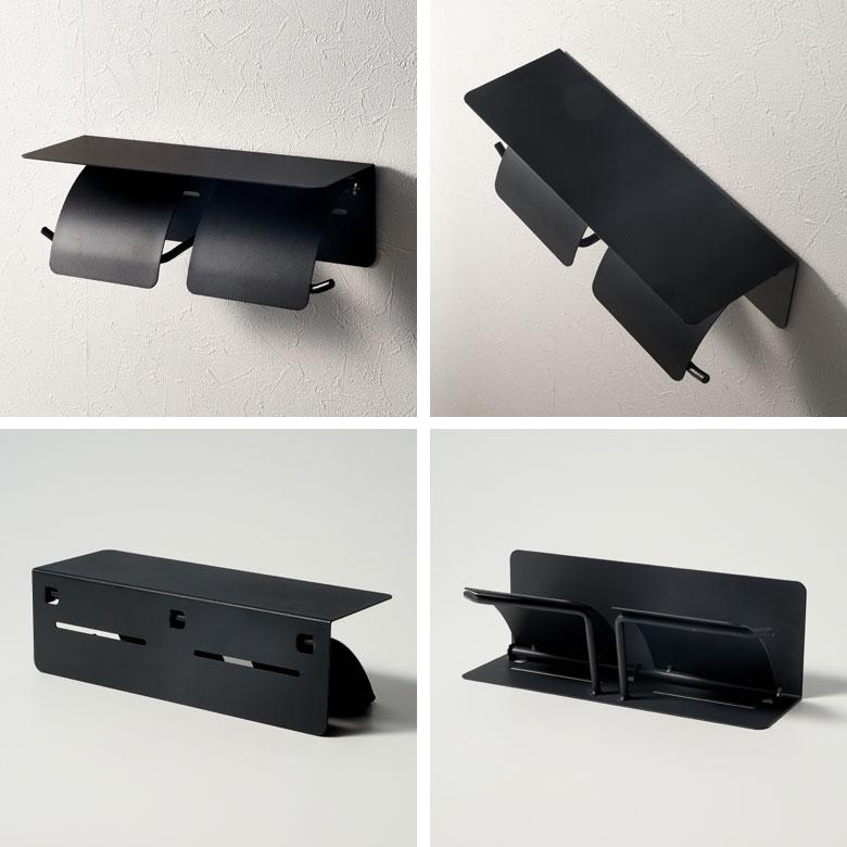 トイレット ペーパー ホルダー ダブル  2連 棚付 スチール 収納 DIY シンプル フタ カバー 付き おしゃれ 北欧 リゾート 雑貨 インテリア 西海岸 84304 | ELEMENTS（インテリア） | 10