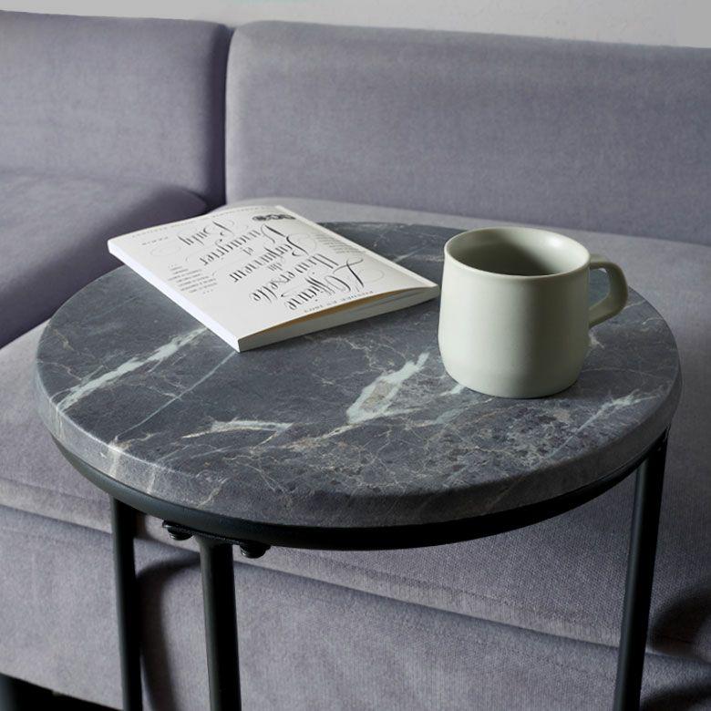 サイドテーブル 丸 差し込み テーブル ミニ ナイトテーブル ストーン調 木製 アートストーン HPL 大理石調 おしゃれ 北欧 リゾート インテリア 西海岸 84317 | ELEMENTS（インテリア） | 08