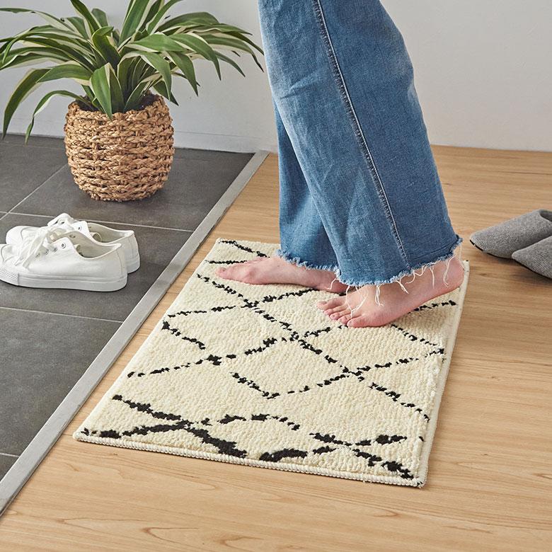 日本製 ラグ 玄関 マット 室内 約 45×70cm 国産 防ダニ 抗菌 防臭 洗える ホット カーペット 床暖房 可 春 夏 秋 冬 おしゃれ 北欧 雑貨 西海岸風 84349 | ELEMENTS（インテリア） | 13