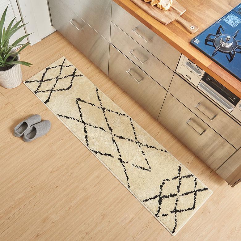 日本製 ラグ キッチン マット 約 45×180cm 国産 防ダニ 抗菌 防臭 洗える ホット カーペット 床暖房 可 春 夏 秋 冬 おしゃれ 北欧 雑貨 西海岸風 84350 | ELEMENTS（インテリア） | 14