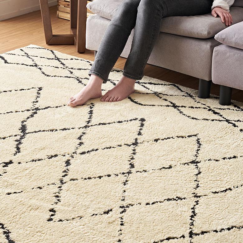 日本製 ラグ マット 約 185×185cm 国産 防ダニ 抗菌 防臭 洗える ホット カーペット 床暖房 可 春 夏 秋 冬 オールシーズン おしゃれ 北欧 雑貨 西海岸風 84352 | ELEMENTS（インテリア） | 13