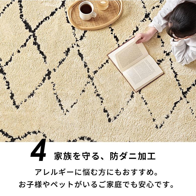 日本製 ラグ マット 約 184×240cm 国産 防ダニ 抗菌 防臭 洗える ホット カーペット 床暖房 可 春 夏 秋 冬 オールシーズン おしゃれ 北欧 雑貨 西海岸風 84353 | ELEMENTS（インテリア） | 09