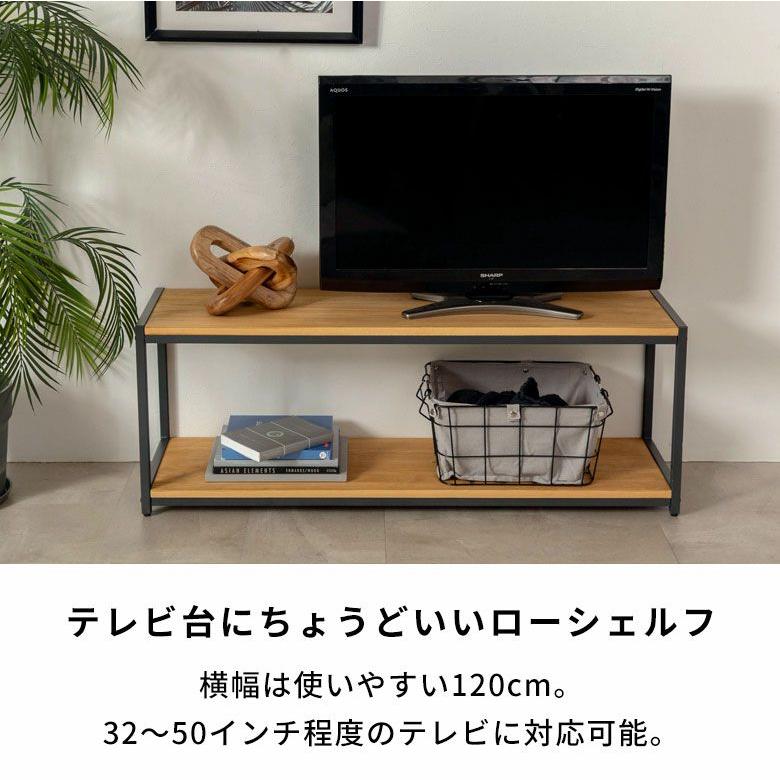 テレビ台 ローボード 120 テレビボード おしゃれ テレビ 収納 天然木 アイアン TV台 ラック TVボード オープンラック 北欧 リゾート インテリア 西海岸 84400 | ELEMENTS（インテリア） | 02