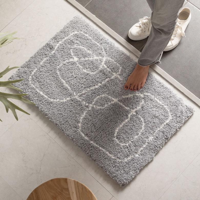 玄関マット 屋内 バスマット 洗える 速乾 洗面所マット 洗濯可 滑り止め 床暖房対応 北欧 おしゃれ 韓国 白 50 80 長方形 ペット 一人暮らし 西海岸 84413 | ELEMENTS（インテリア） | 10