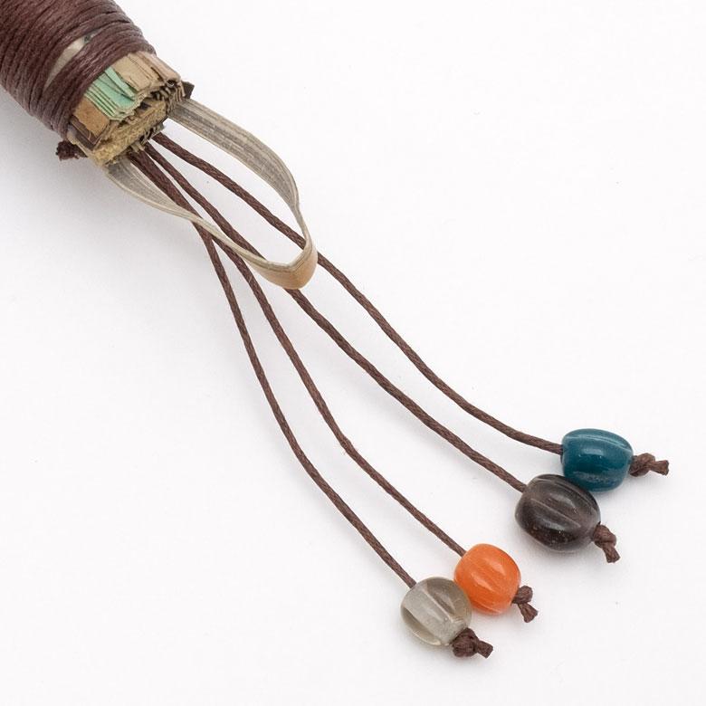 うちわ 団扇 扇子 せんす ロンタル 椰子製 ハンドメイド ビーズ付き 約 W30×D2×H37 モダンアジアン ミント チョコレートブラウン 8721 | ブランド登録なし | 11