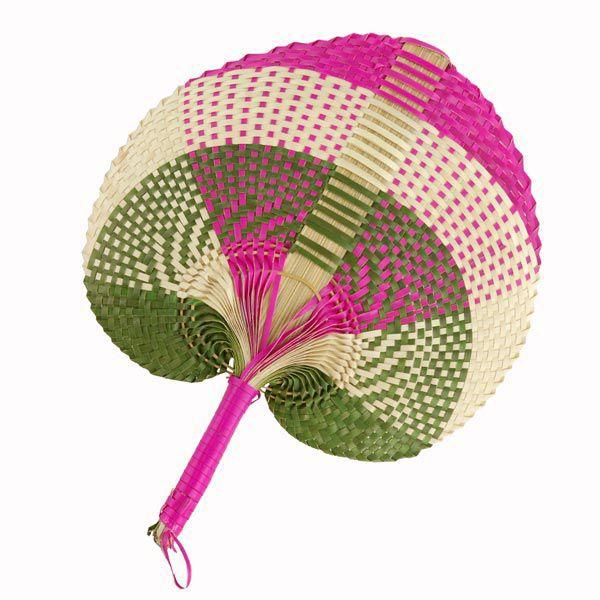 アジアン雑貨 パンダン製カラフルなうちわ ピンク色 8722 | ブランド登録なし | 02