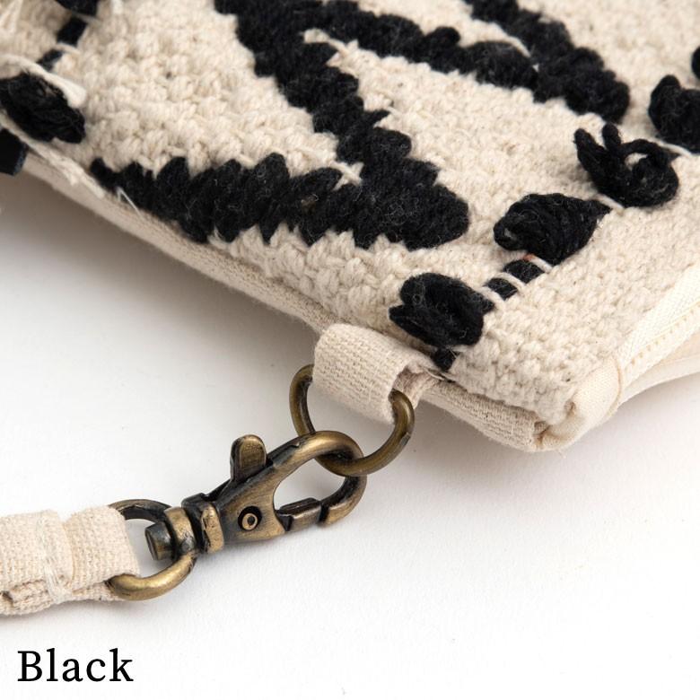 ポーチ クラッチバッグ ストラップ付き フリンジ コットン ホワイト ブラック BOHO ボーホースタイル おしゃれ 90026 | ブランド登録なし | 12