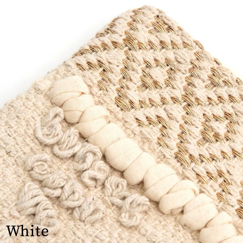 ポーチ クラッチバッグ ストラップ付き フリンジ コットン ホワイト ブラック BOHO ボーホースタイル おしゃれ 90026 | ブランド登録なし | 18