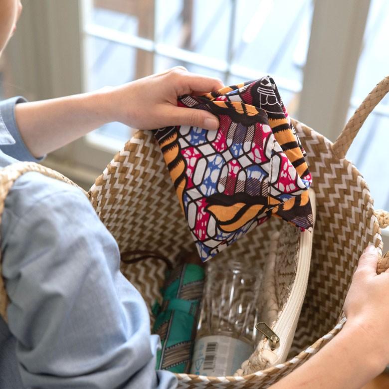 エコバック インナーバッグ バッグインバッグ あづま袋 巾着袋 カラフル  アフリカン ファブリック 綿 おしゃれ 自然モチーフ 民族布 パーニュ 90042 | ブランド登録なし | 13