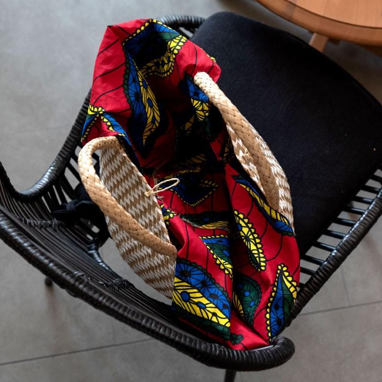 エコバック インナーバッグ バッグインバッグ あづま袋 巾着袋 カラフル  アフリカン ファブリック 綿 おしゃれ 自然モチーフ 民族布 パーニュ 90042 | ブランド登録なし | 16