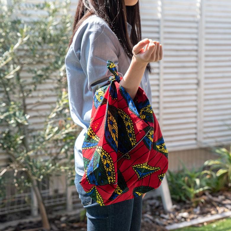エコバック インナーバッグ バッグインバッグ あづま袋 巾着袋 カラフル  アフリカン ファブリック 綿 おしゃれ 自然モチーフ 民族布 パーニュ 90042 | ブランド登録なし | 08
