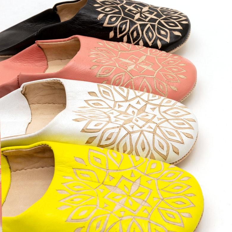 スリッパ モロッコ バブーシュ 幾何学 レザー 室内用 ルームシューズ レディース 来客用 おしゃれ 90044 | ブランド登録なし | 17